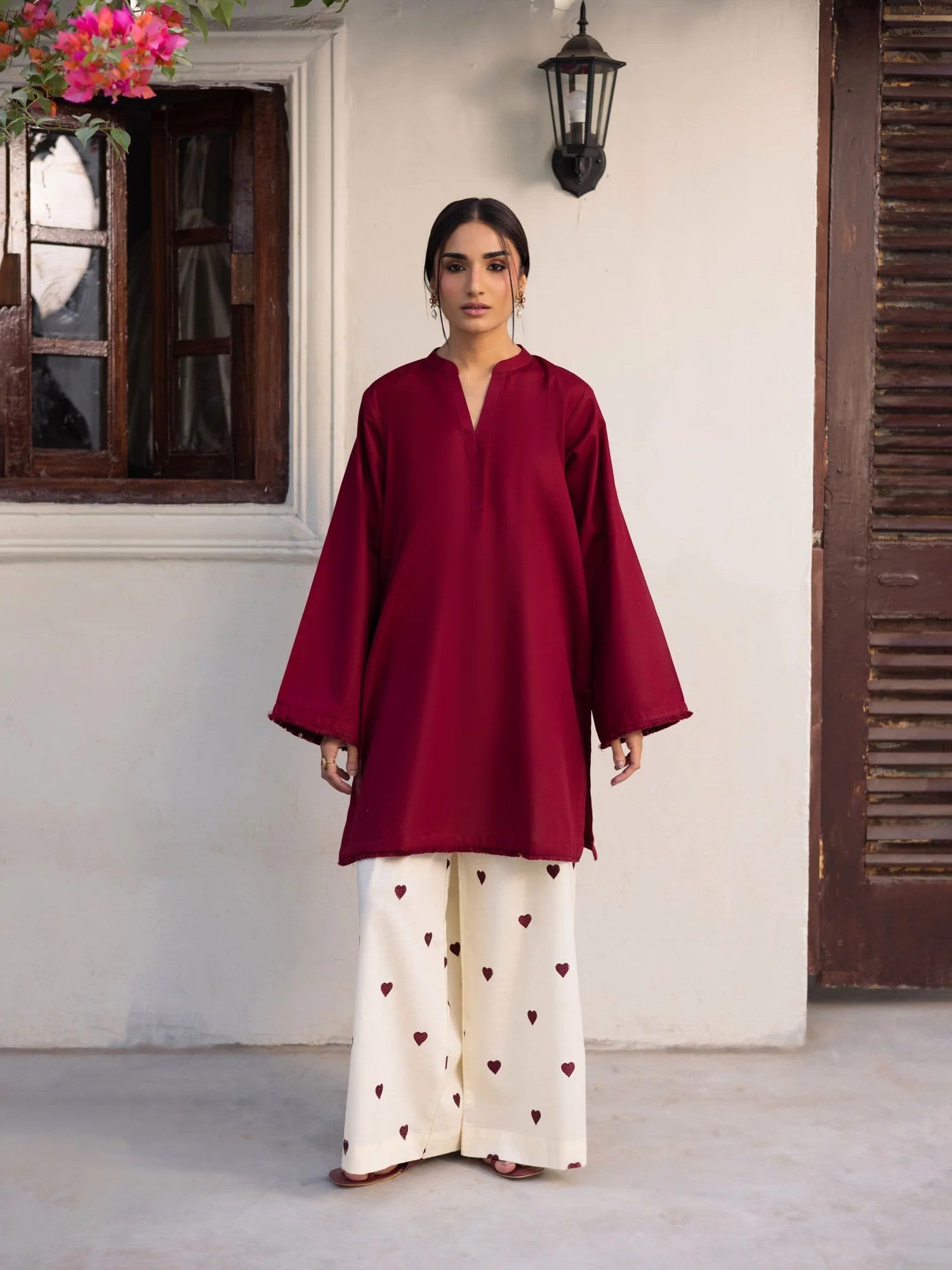 Embroidered 2PC MSK – Maroon