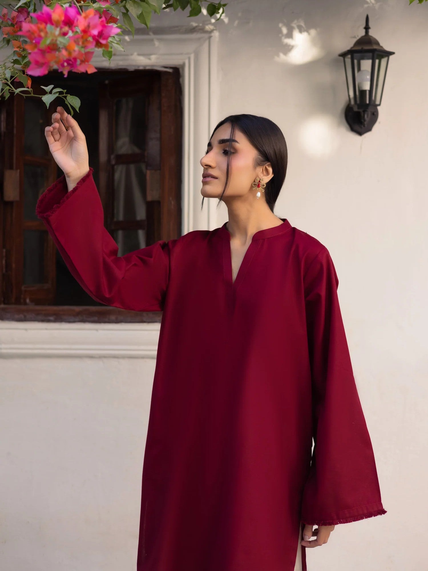 Embroidered 2PC MSK – Maroon