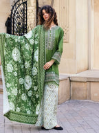 Olive Green Embroidered Khaddar 3-Piece Suit – RZ192