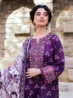 Purple Embroidered Khaddar 3-Piece Suit – RZ191