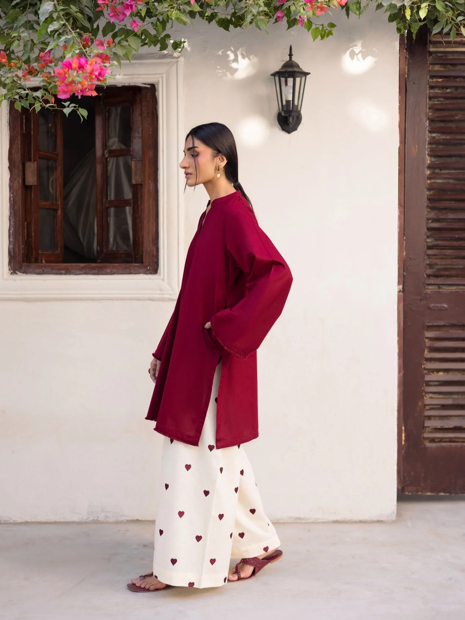 Embroidered 2PC MSK – Maroon