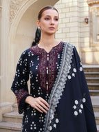 Black Embroidered Khaddar 3-Piece Suit – RZ193