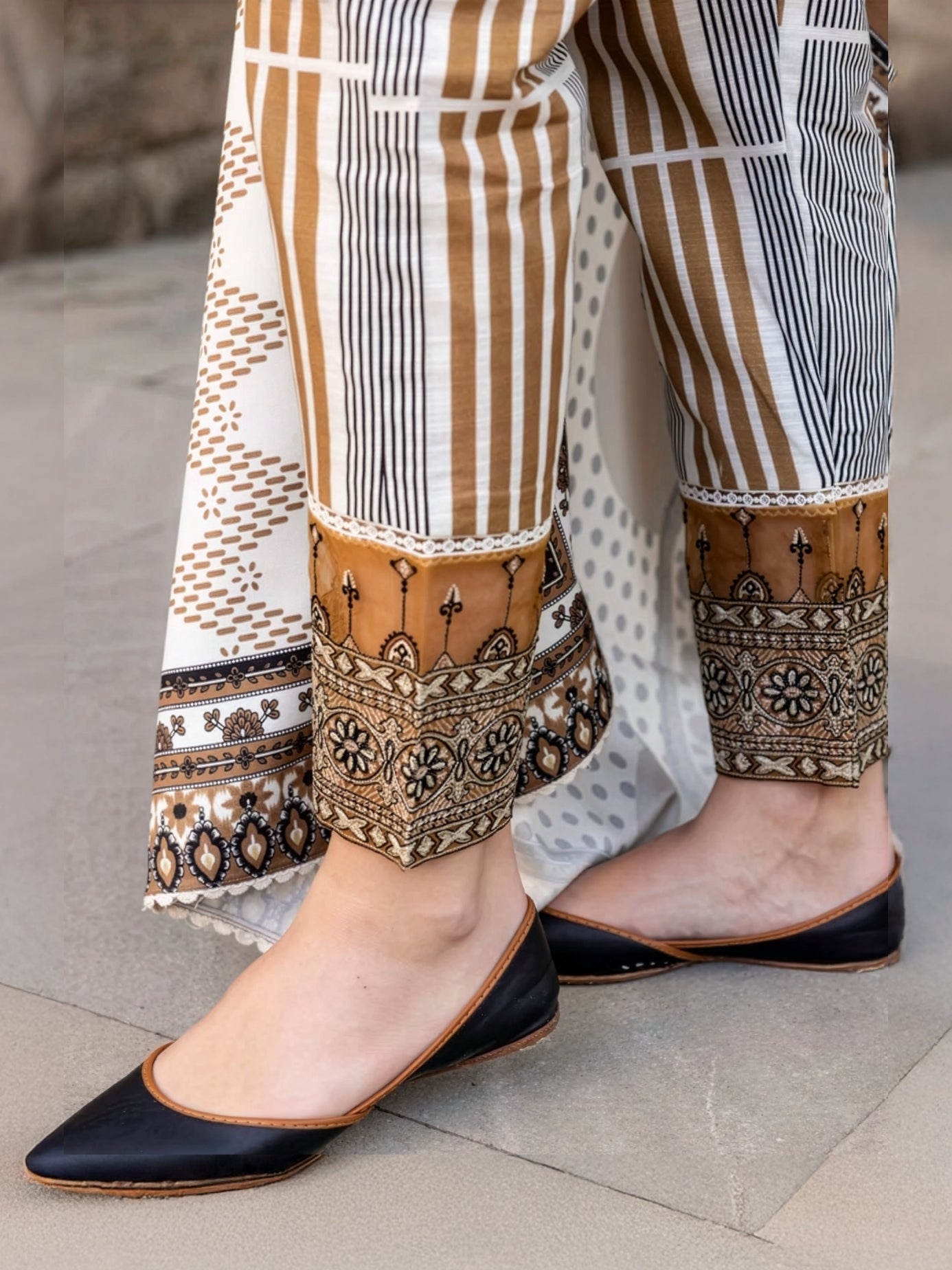 Camel Beige Embroidered Khaddar 3-Piece Suit – RZ189