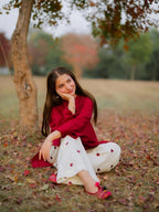 Embroidered 2PC MSK – Maroon