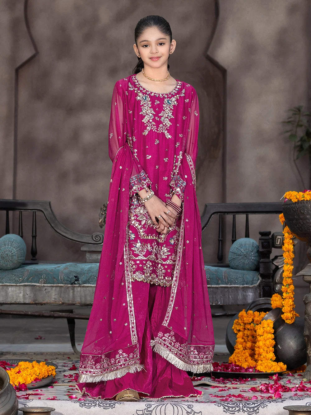 Pink Luxury Ghararah Dress – 3 Piece – RZ4281