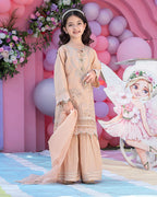 Peach Chikankari Cotton Gharara Outfit – 3 Piece – RZ1013