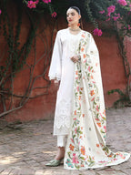 White Chikankari Embroidered Suit – 3 Piece – RZ1125