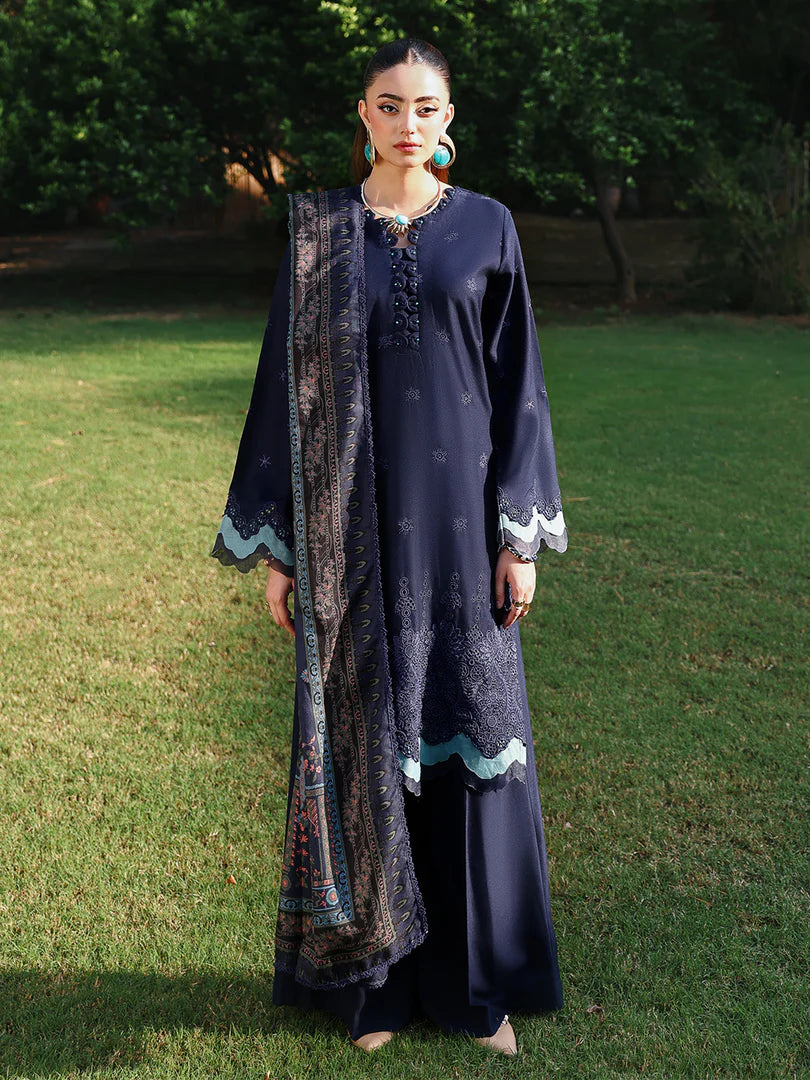 Blue Chikankari Embroidered Suit – 3 Piece – RZ1127