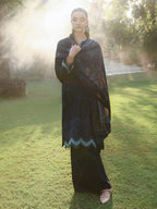 Blue Chikankari Embroidered Suit – 3 Piece – RZ1127