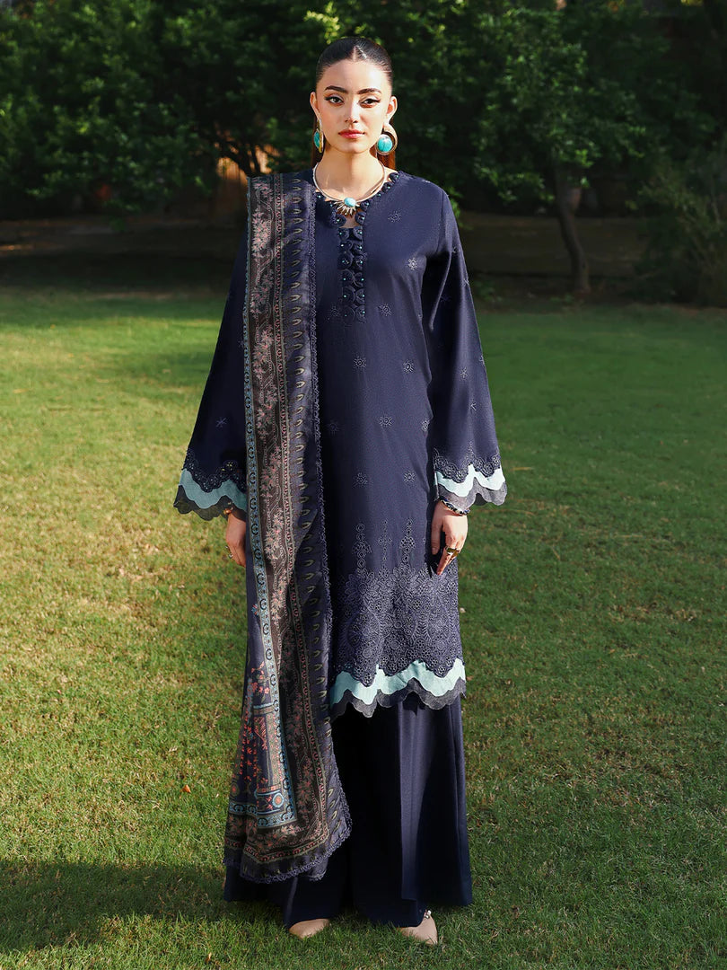 Blue Chikankari Embroidered Suit – 3 Piece – RZ1127