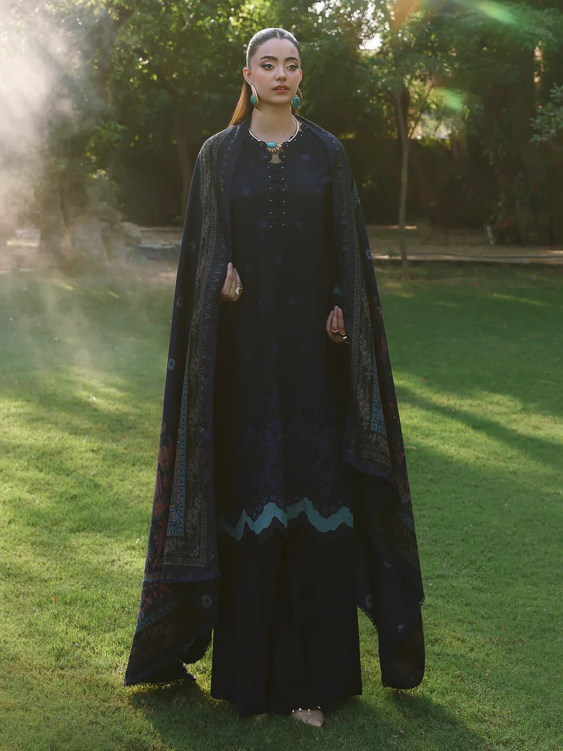 Blue Chikankari Embroidered Suit – 3 Piece – RZ1127