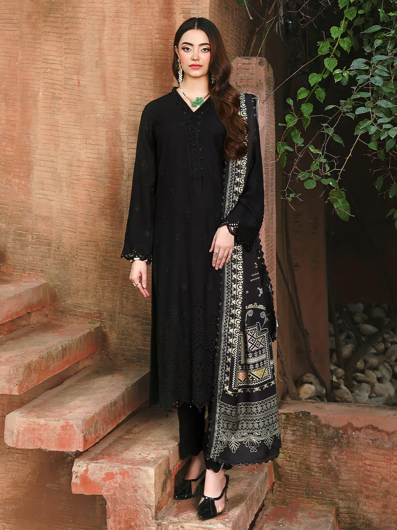 Black Chikankari Embroidered Suit – 3 Piece – RZ1128