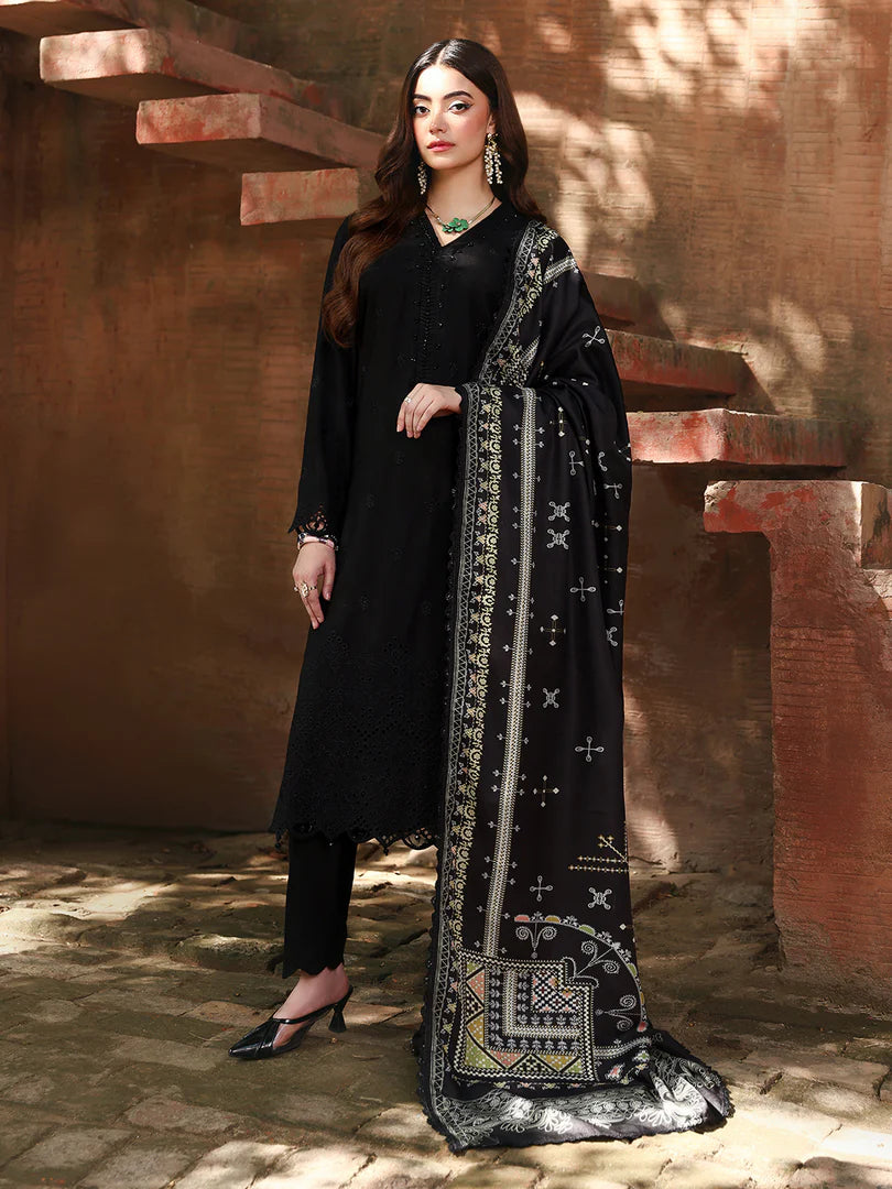 Black Chikankari Embroidered Suit – 3 Piece – RZ1128