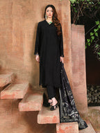 Black Chikankari Embroidered Suit – 3 Piece – RZ1128