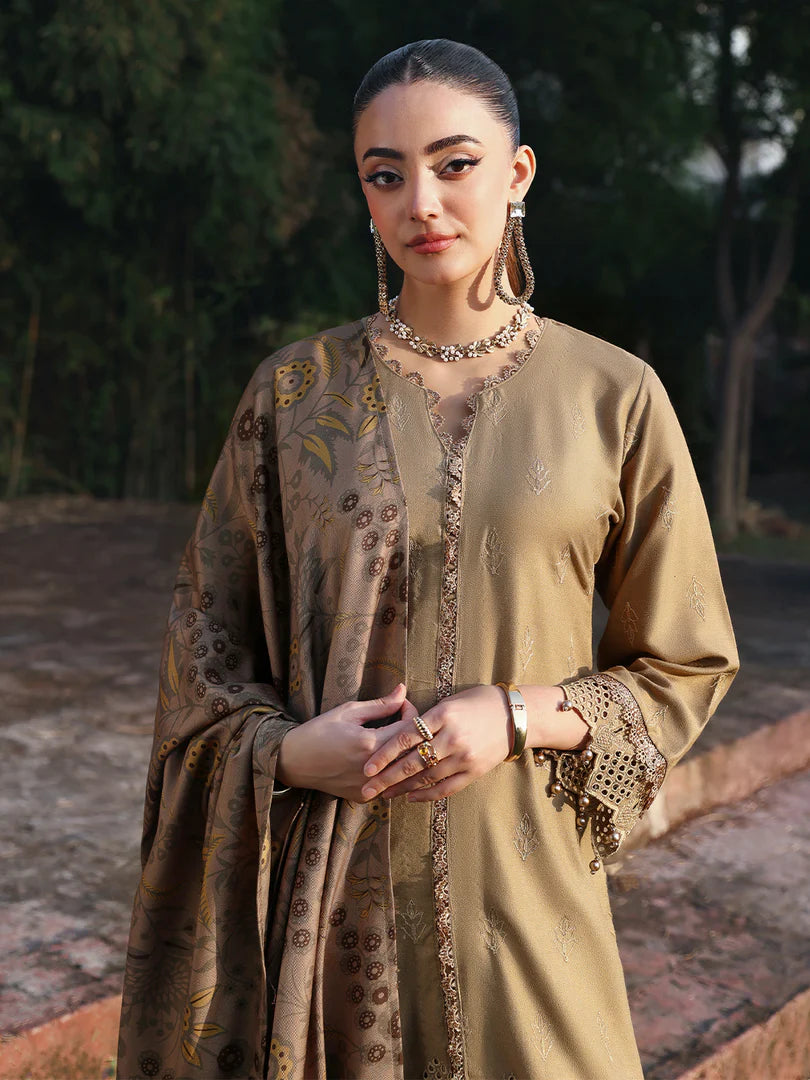 Beige Chikankari Embroidered Suit – 3 Piece – RZ1129