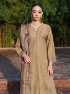 Beige Chikankari Embroidered Suit – 3 Piece – RZ1129