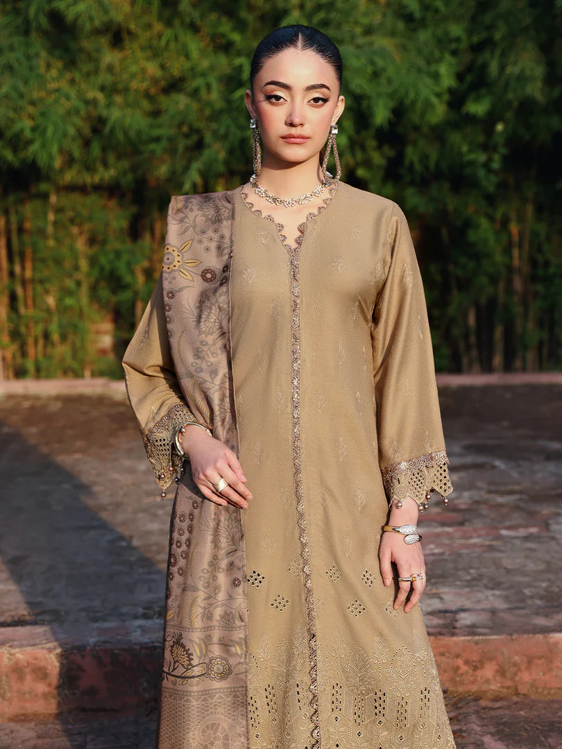 Beige Chikankari Embroidered Suit – 3 Piece – RZ1129