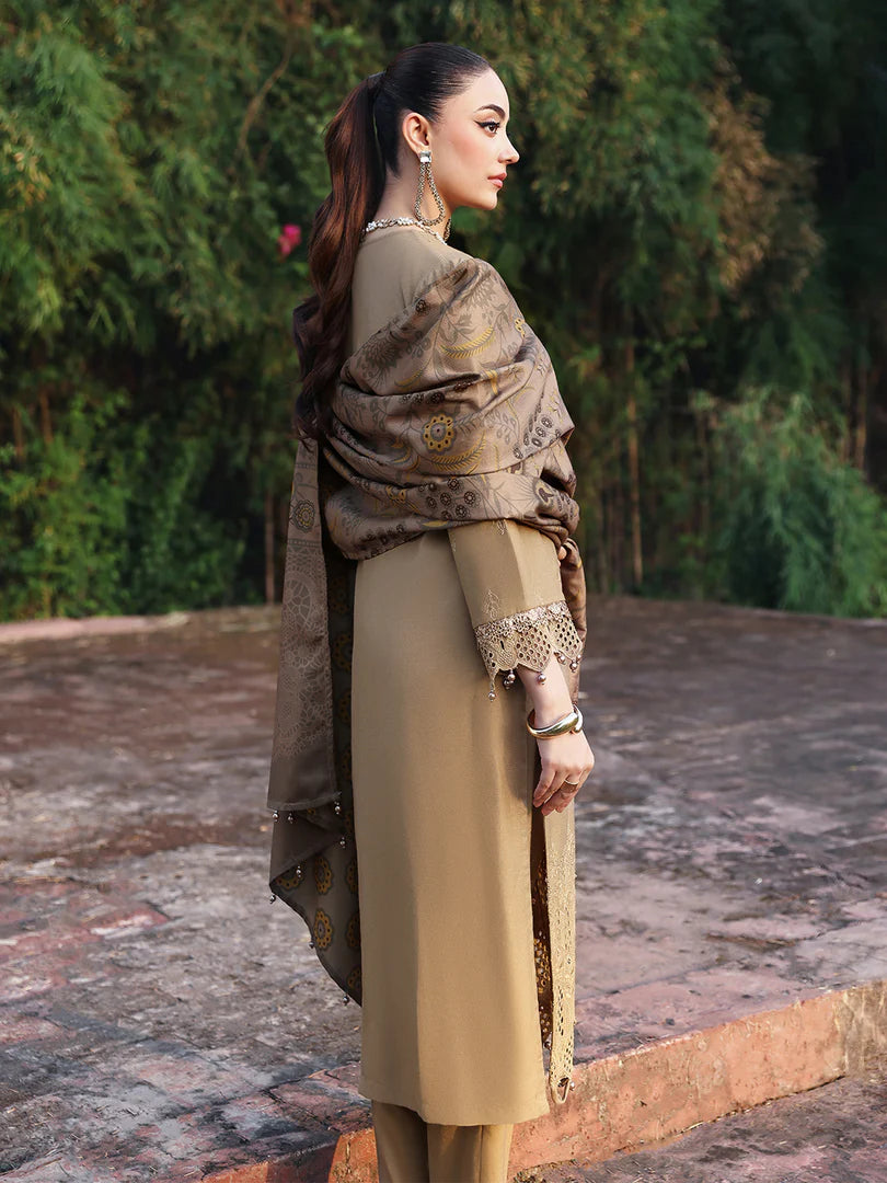 Beige Chikankari Embroidered Suit – 3 Piece – RZ1129