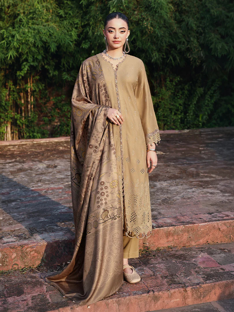 Beige Chikankari Embroidered Suit – 3 Piece – RZ1129