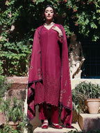 Mulberry Chikankari Embroidered Suit – 3 Piece – RZ1131