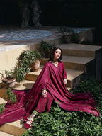 Mulberry Chikankari Embroidered Suit – 3 Piece – RZ1131