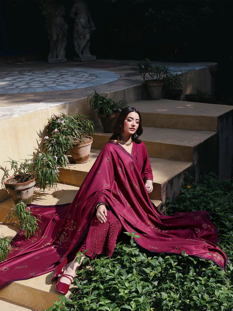 Mulberry Chikankari Embroidered Suit – 3 Piece – RZ1131