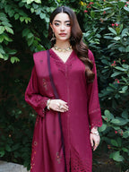 Mulberry Chikankari Embroidered Suit – 3 Piece – RZ1131