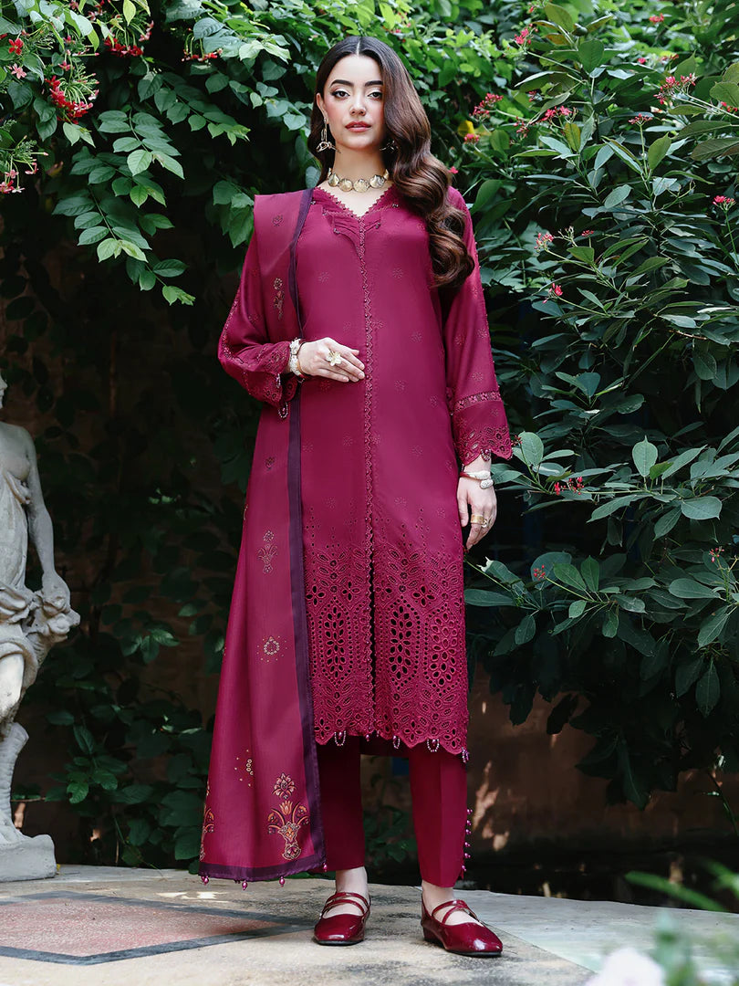 Mulberry Chikankari Embroidered Suit – 3 Piece – RZ1131