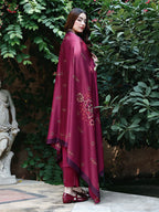 Mulberry Chikankari Embroidered Suit – 3 Piece – RZ1131