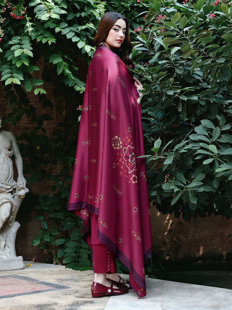 Mulberry Chikankari Embroidered Suit – 3 Piece – RZ1131