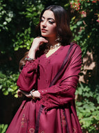 Mulberry Chikankari Embroidered Suit – 3 Piece – RZ1131