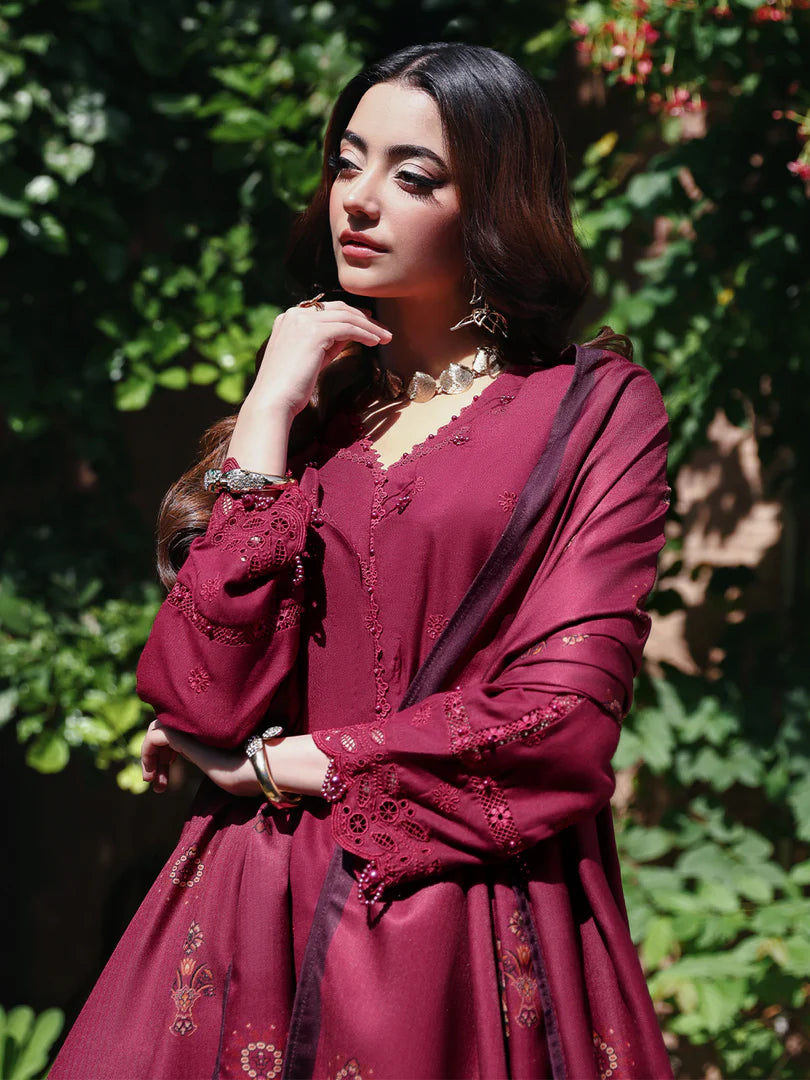 Mulberry Chikankari Embroidered Suit – 3 Piece – RZ1131