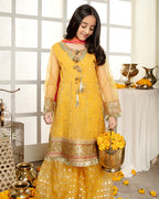 Mustard Gold Embroidered Gharara Set – 3 Piece – RZ3267
