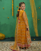 Mustard Gold Festive Embroidered Maxi – 3 Piece – RZ4068