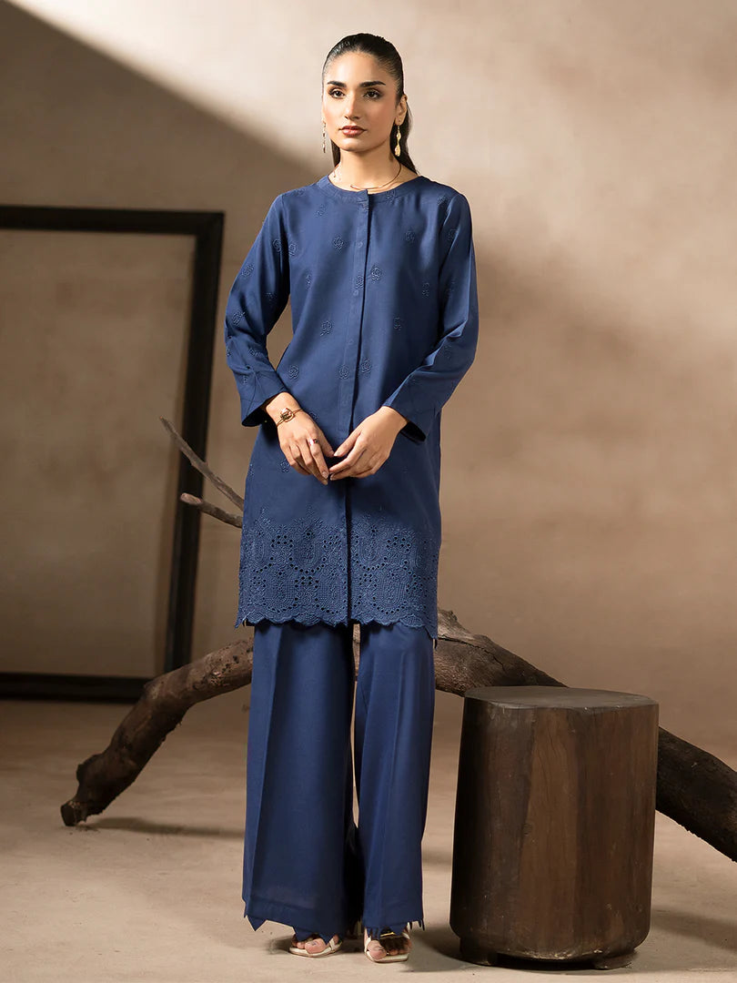 Blue Dhanak Embroidered Co-Ord – 2 Piece – RZ42