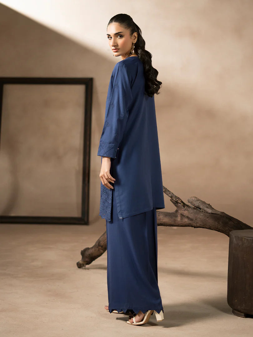 Blue Dhanak Embroidered Co-Ord – 2 Piece – RZ42