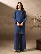 Blue Dhanak Embroidered Co-Ord – 2 Piece – RZ42