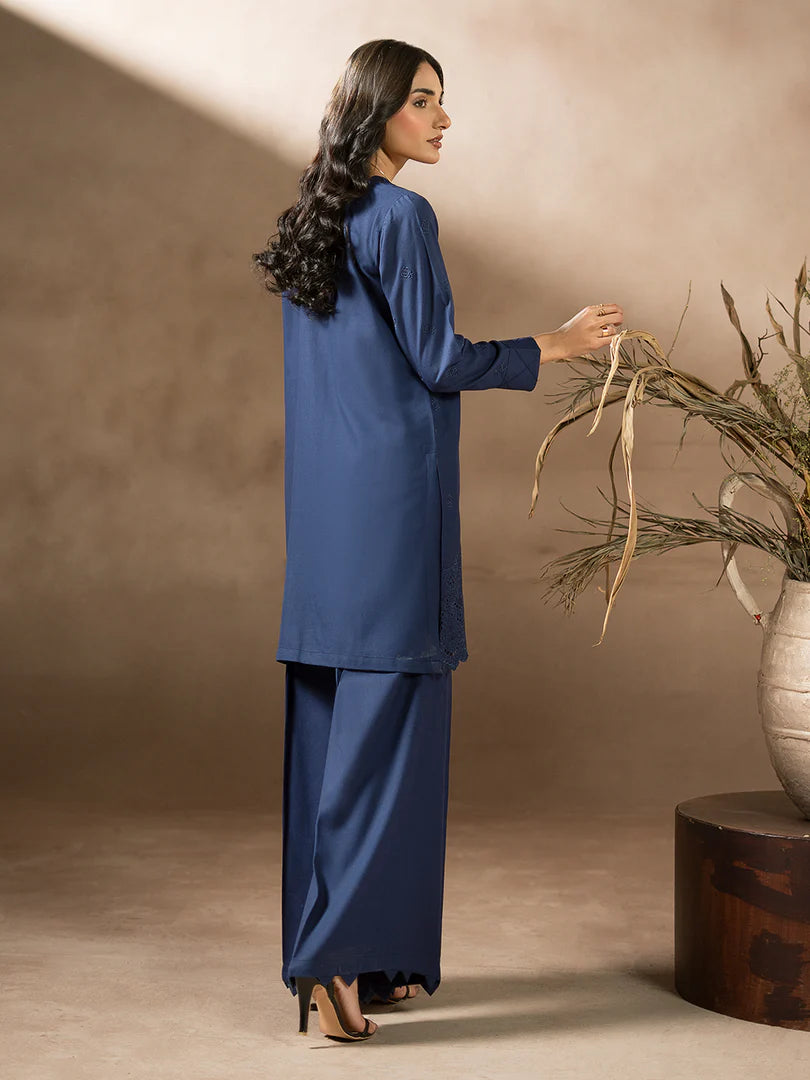 Blue Dhanak Embroidered Co-Ord – 2 Piece – RZ42