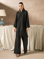 Black Dhanak Embroidered Co-Ord – 2 Piece – RZ43