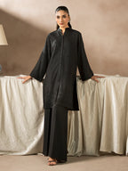 Black Dhanak Embroidered Co-Ord – 2 Piece – RZ43