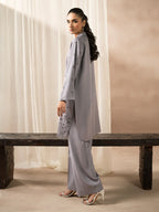 Gray Dhanak Embroidered Co-Ord – 2 Piece – RZ44