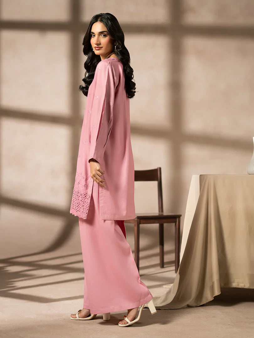 Pink Dhanak Embroidered Co-Ord – 2 Piece – RZ46
