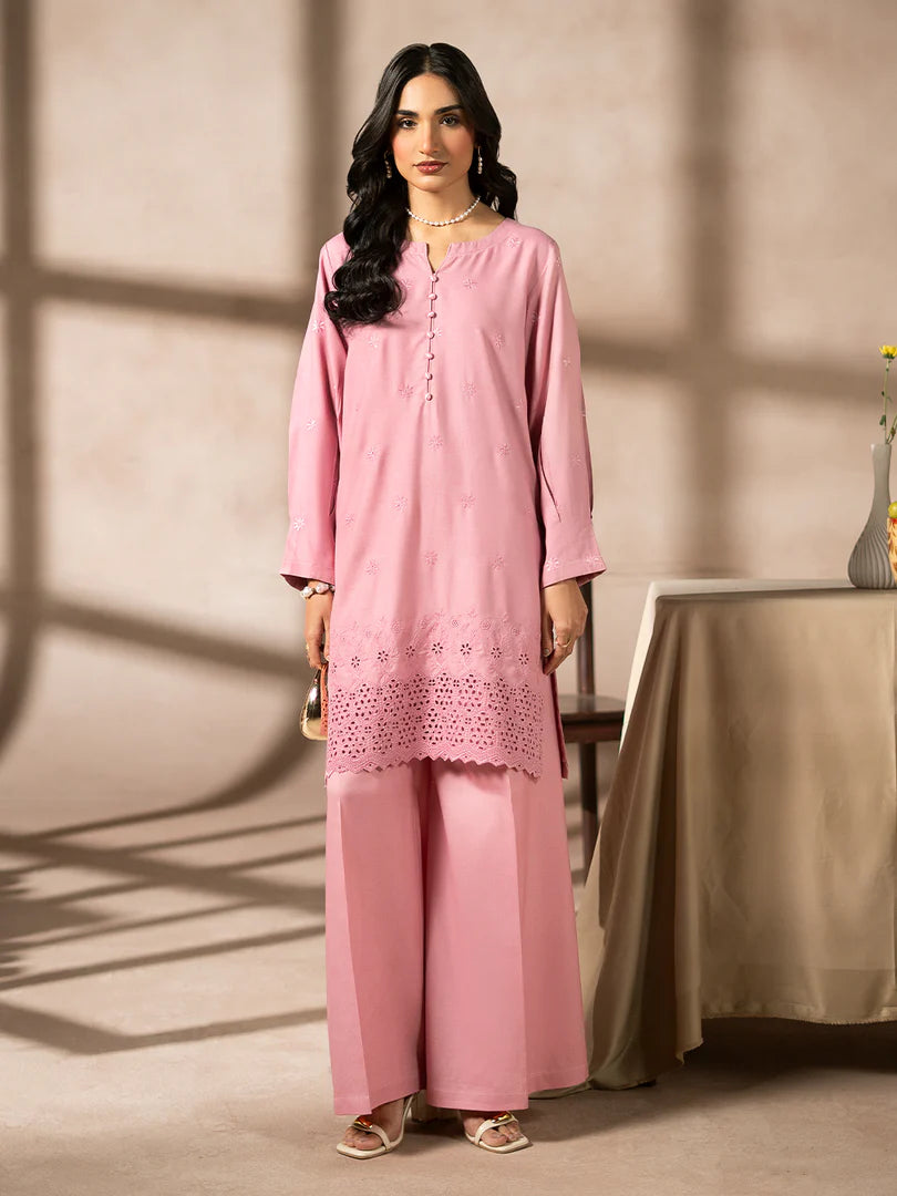 Pink Dhanak Embroidered Co-Ord – 2 Piece – RZ46
