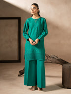 Green Dhanak Embroidered Co-Ord – 2 Piece – RZ47