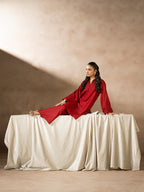 Red Dhanak Embroidered Co-Ord – 2 Piece – RZ48