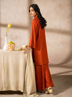 Orange Dhanak Embroidered Co-Ord – 2 Piece – RZ50