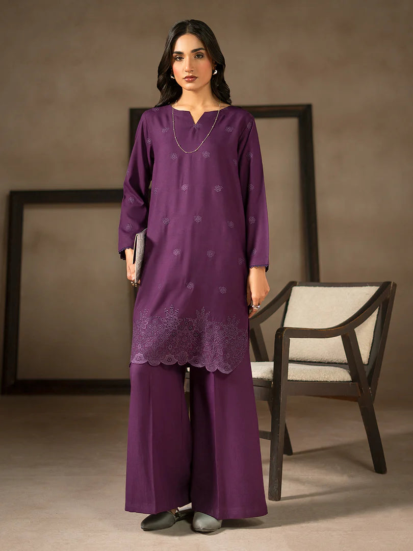 Purple Dhanak Embroidered Co-Ord – 2 Piece – RZ51