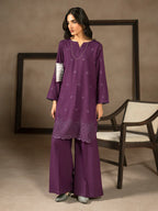 Purple Dhanak Embroidered Co-Ord – 2 Piece – RZ51