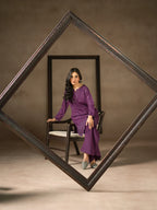 Purple Dhanak Embroidered Co-Ord – 2 Piece – RZ51