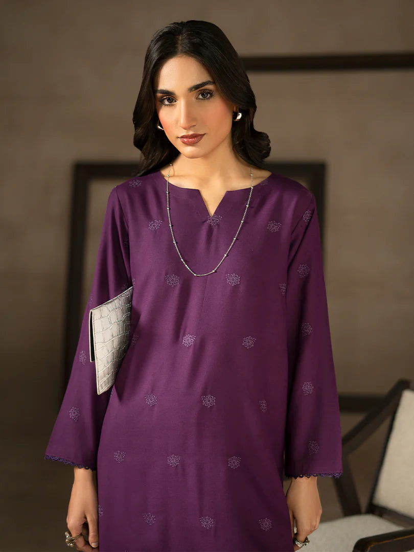 Purple Dhanak Embroidered Co-Ord – 2 Piece – RZ51